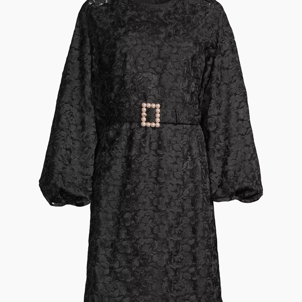 NWT Rachel Parcell Belted Embroidered-Mesh Dress
